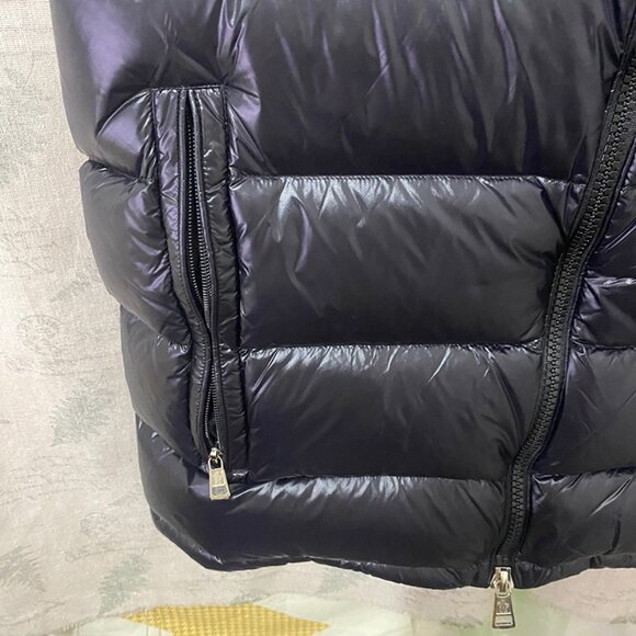 Womens Tricolor Hood Moncler Black Puffer Vest - Picture 6 of 12